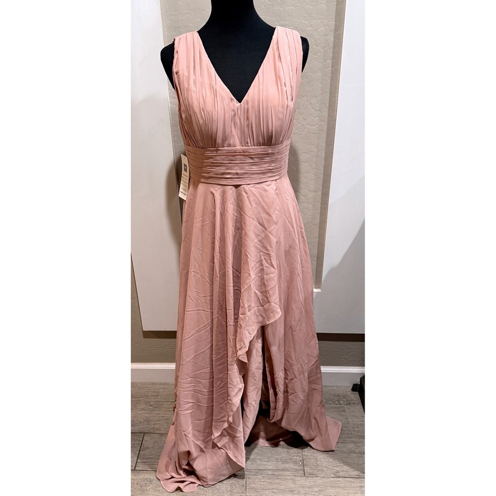Lavetir Womens 10 Dusty Rose Pink V Neck Corset Back Formal Bridesmaid Gown NWT